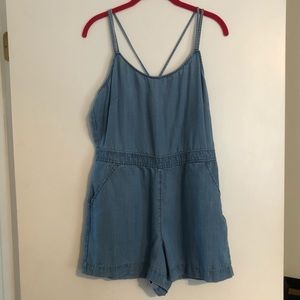 Loft Denim Romper with pockets